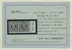 6 Pf. AM-Post 1945, englischer Druck, gezähnt L 14 1/2, Papier "y", ...